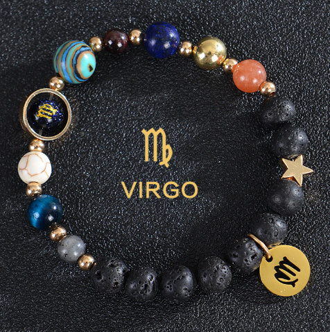 JC-241230BBJ-088  Eight Planets Twelve Constellations Bracelets Frosted Stone Beaded Bracelet