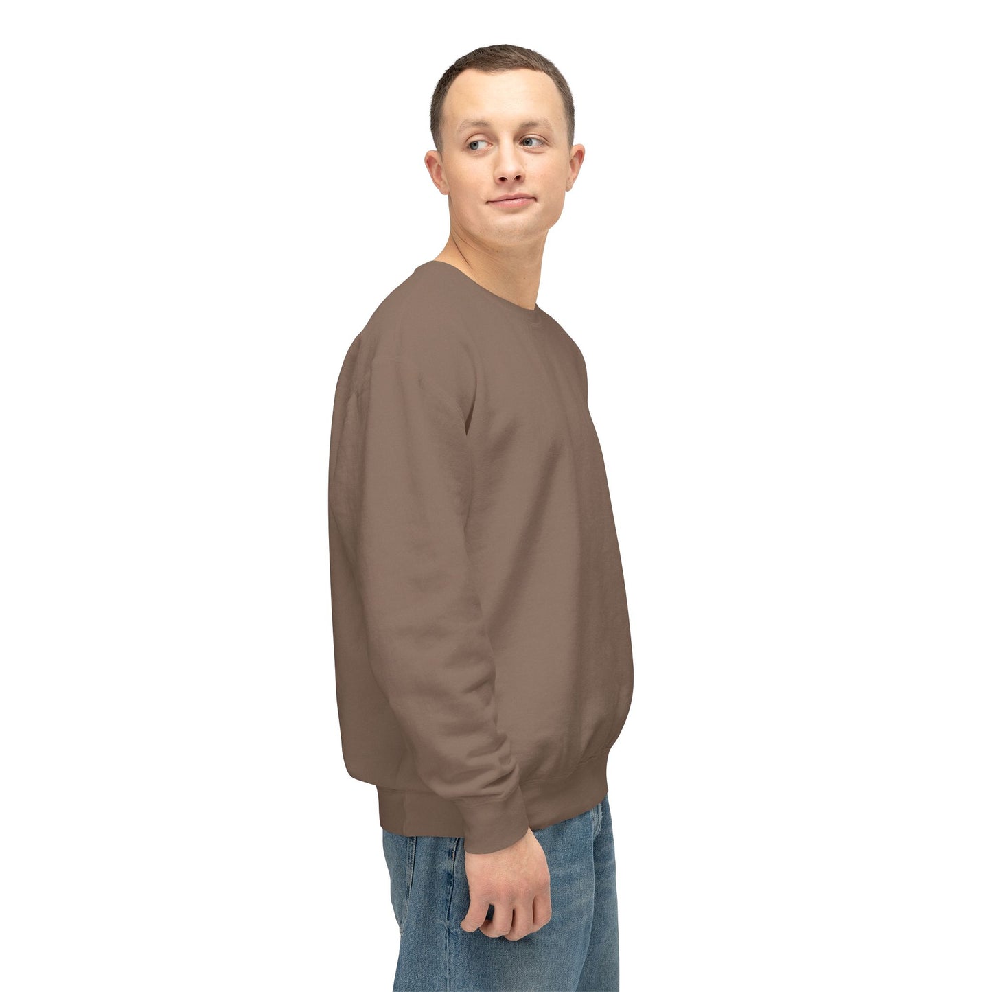 SW-105BRN-24  Unisex Lightweight Crewneck Espresso Color Sweatshirt