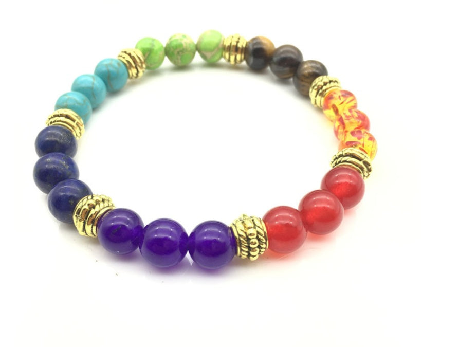 JC-241230BBJ-054  Colorful Blue Turquoise Bracelet Chakra Chakra Energy Yoga Beads Bracelets