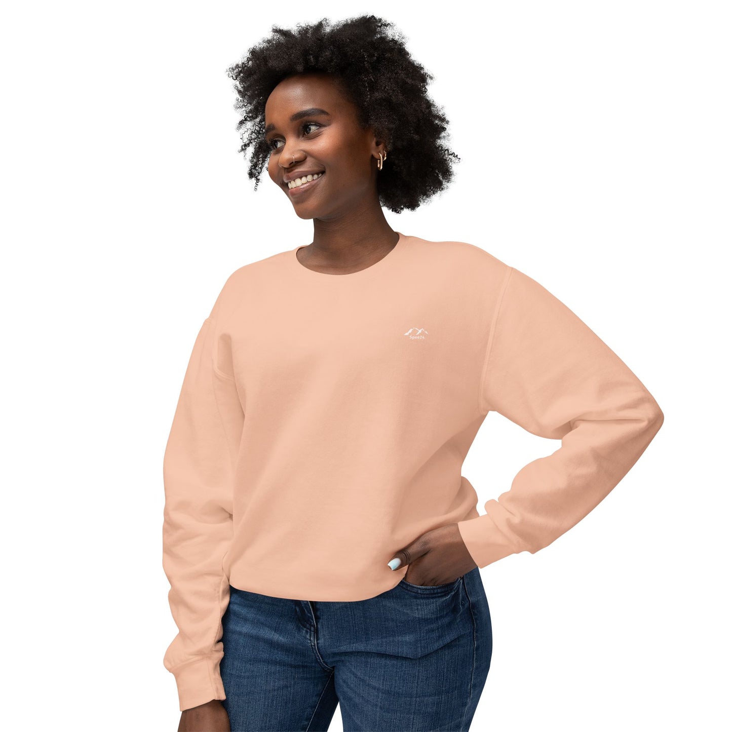 SW-108PCH-24  Unisex Lightweight Crewneck Peach Color Sweatshirt