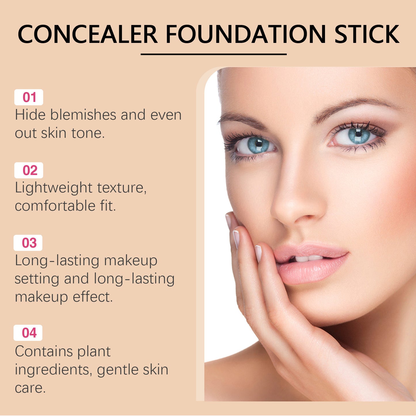 JCM-063CRM-24  Concealer Stick Foundation Portable Waterproof And Sweatproof