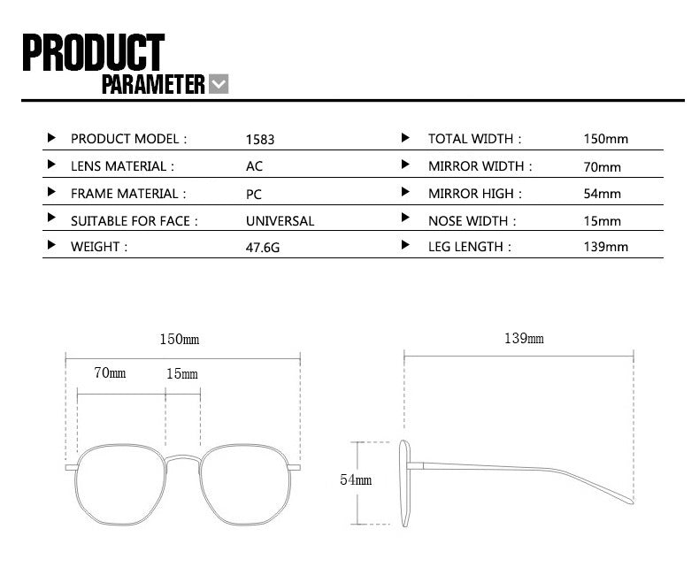 JC-250105MGL-062  UV Protection Sun Glasses European And American Large Frame