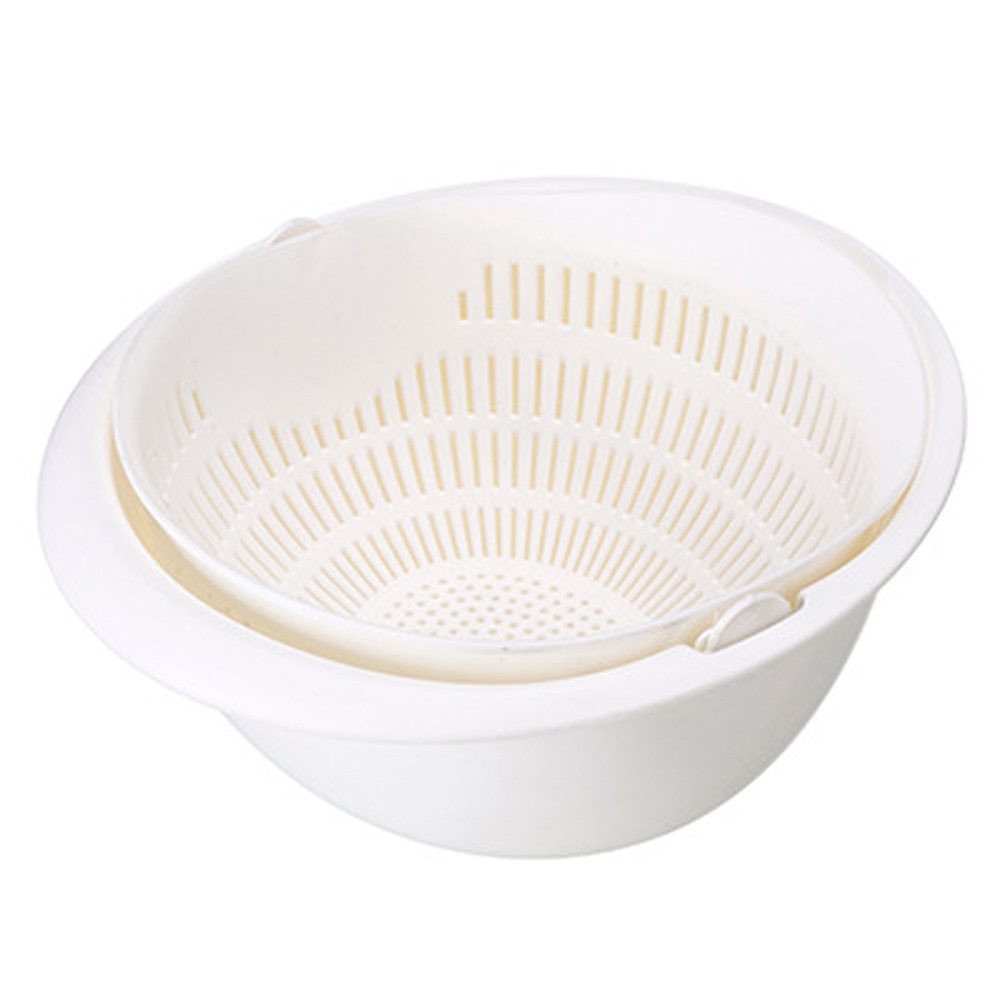 JC-241226KCT-013  Portable detachable double-layer hollow fruit and vegetable cleaning drain basket Washed rice noodles