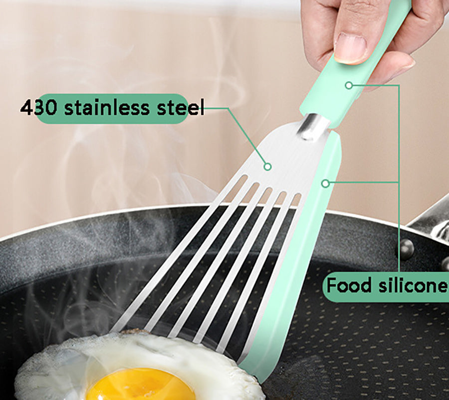 JC-241226KCT-014  Nonstick Fish Spatula, Thin Slotted Spatulas Turner Silicone Fish Spatulas For Nonstick Cookware, High Heat Resistant BPA Free Cooking Utensils, Ideal For Fish, Eggs, Pancakes