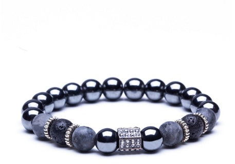 JC-241230BBJ-034  Micro-inlaid crown 6mm matte black plus copper bead bracelet copper inlaid zircon jewelry