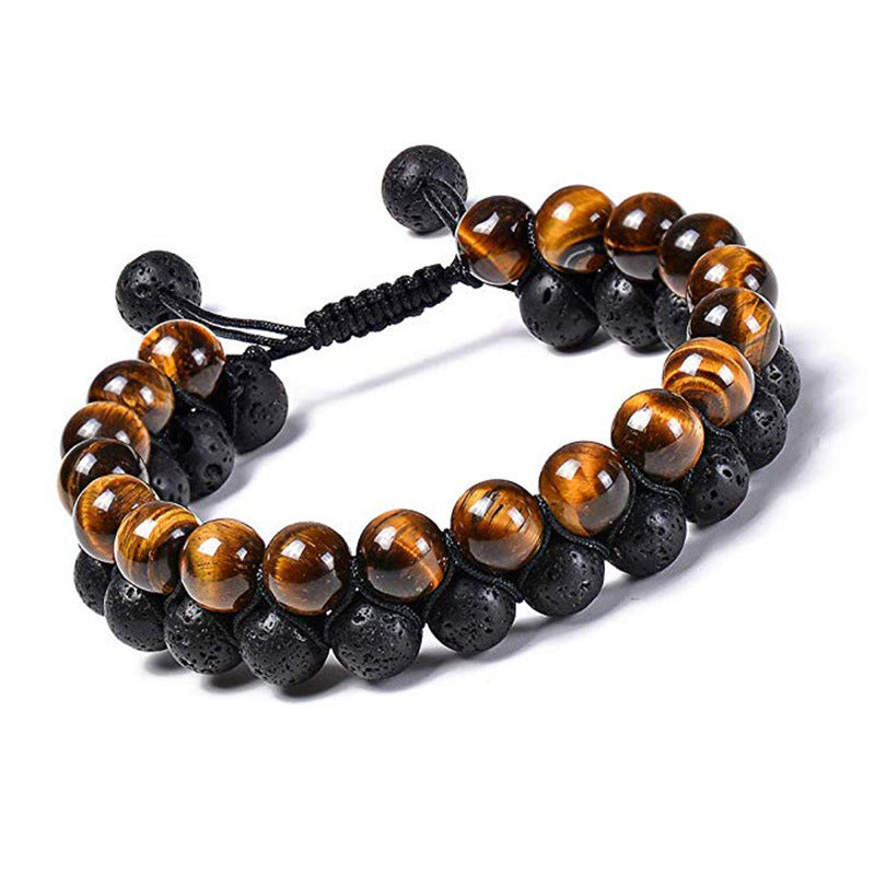 JC-241230BBJ-028  Tiger Eye Couple Bracelets Matte Black Agate Beads Bracelet