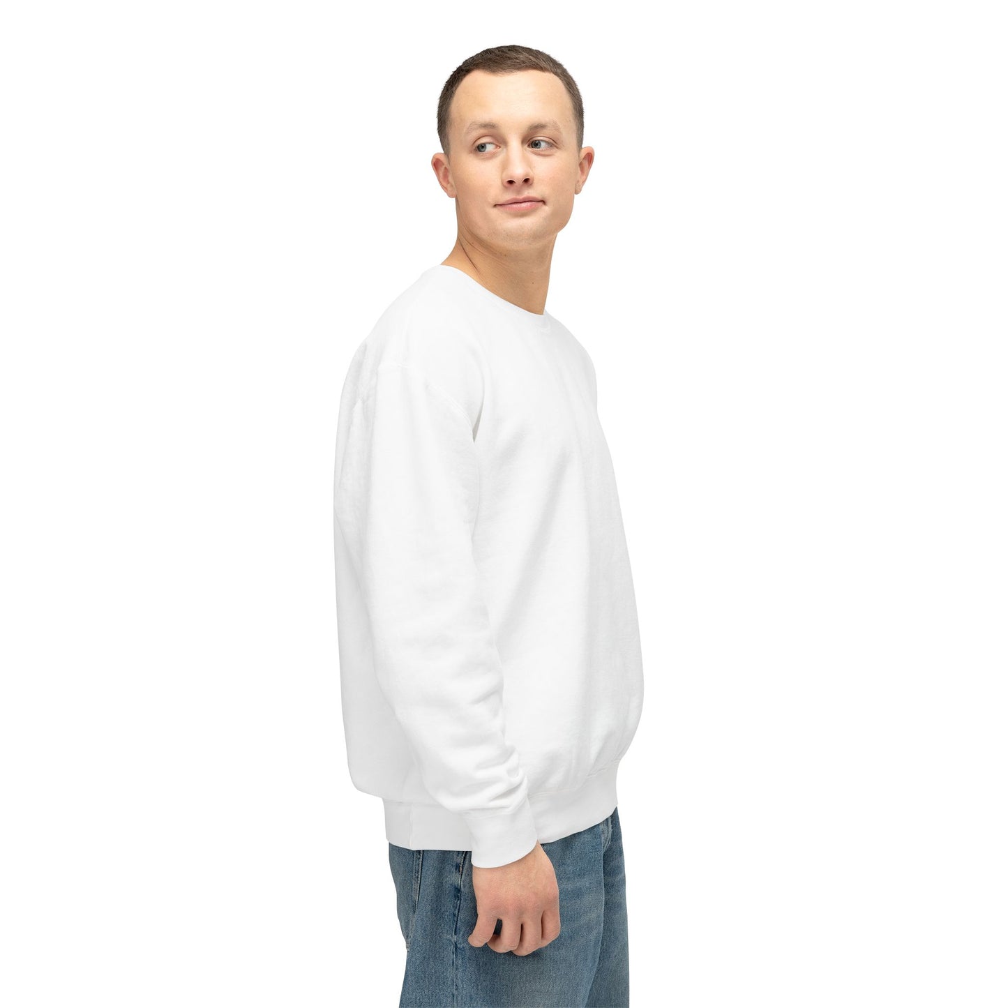 SW-102WT-24  Unisex Lightweight Crewneck White Color Sweatshirt