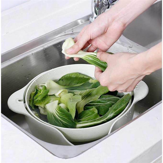 JC-241226KCT-048  Double thickening drain basket washing basket kitchen drain basin creative fruit bowl