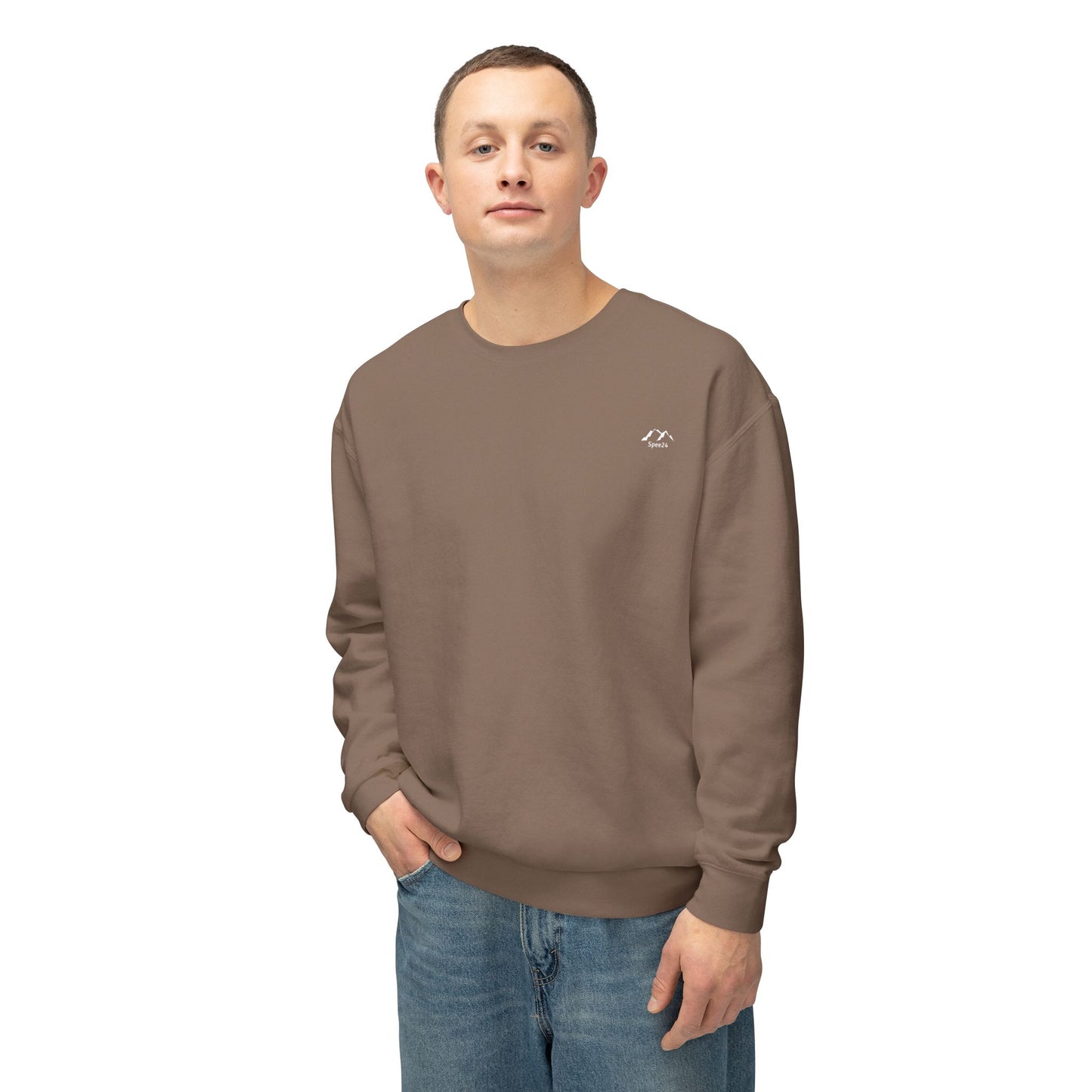 SW-105BRN-24  Unisex Lightweight Crewneck Espresso Color Sweatshirt