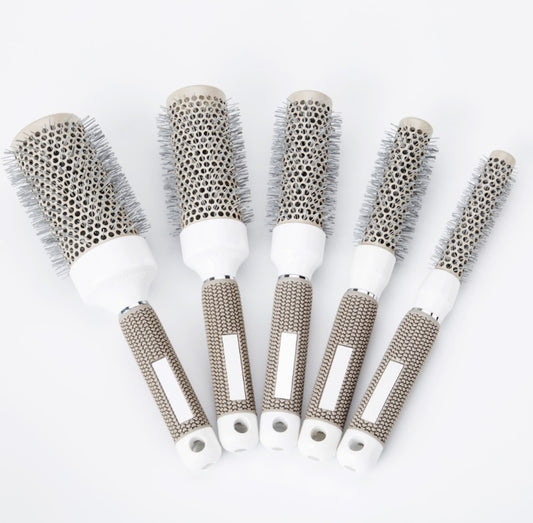 JC-241228BUT-111  Hair Comb Nylon Silk Comb Comb Foreign Trade Ceramic Roll Comb Gray Aluminum Tube Comb Tender Hair Comb