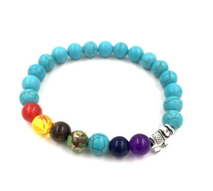 JC-241230BBJ-047  Agate molten rock 8mm energy volcanic stone chakra colorful beads bracelet string