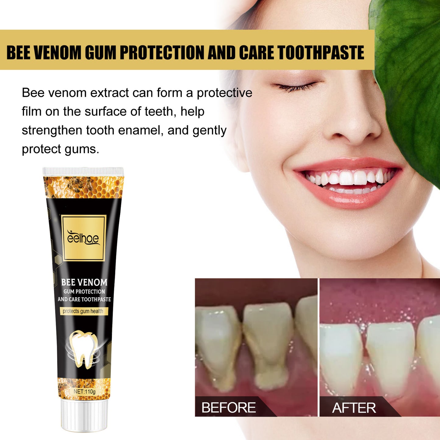 JC-250106ORL-034  Bee Poison Gum Care Toothpaste To Remove Yellow And Oral Odor