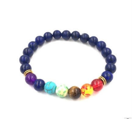 JC-241230BBJ-047  Agate molten rock 8mm energy volcanic stone chakra colorful beads bracelet string