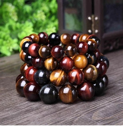 JC-241230BBJ-008  Tiger Eye Bracelet Natural Crystal Stone Buddha Bead Bracelet