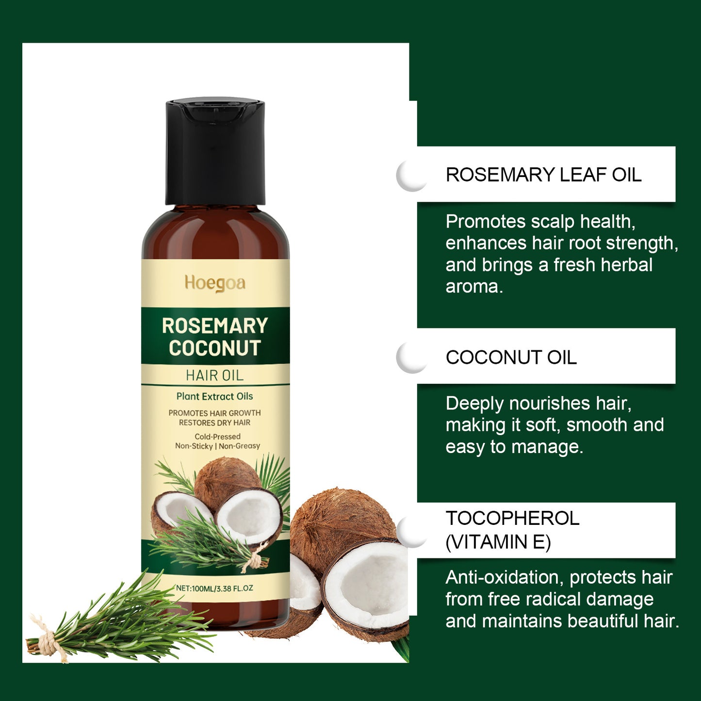 JC-250104HRC-042  Rosemary Coconut Hair Oil Nourishing Moisturizing Fragrance Care Hair Care