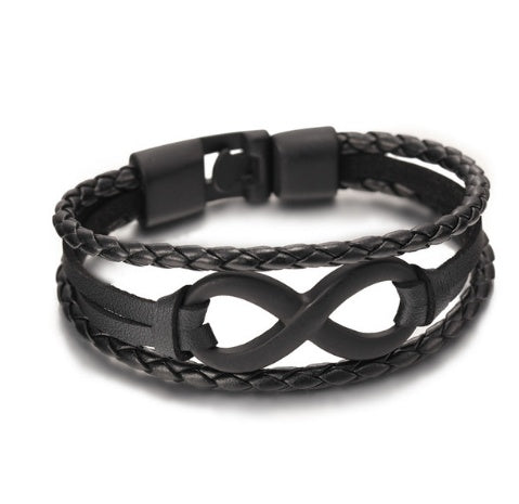 JC-241230BBJ-003  Lucky figure 8 leather bracelet bracelet