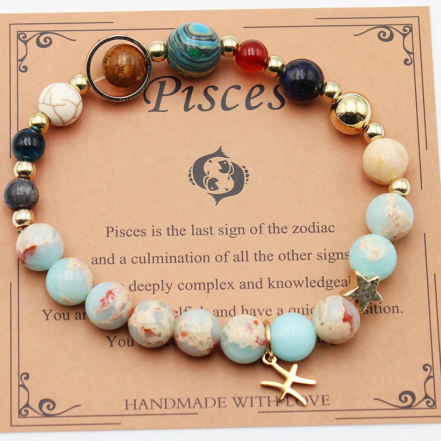 JC-241230BBJ-066  Twelve Constellations Bracelets Natural Stone Beaded Eight Planets