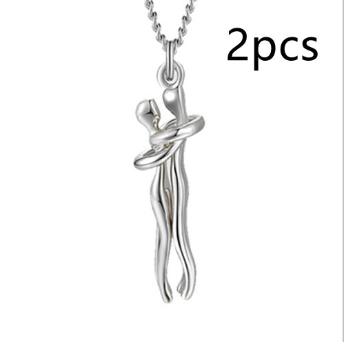 JC-250106NCL-034  Love Hug Necklace Unisex Men Women Couple Jewelry Simple Temperament Clavicle Chain Valentines Day Lover Gift