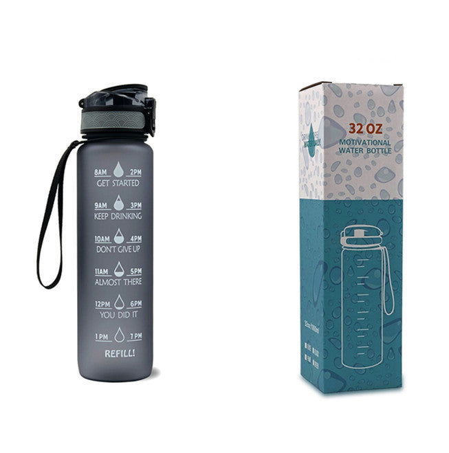 JC-250103DWR-027  1L Tritan Water Bottle With Time Marker Bounce Cover Motivational Water Bottle Cycling Leakproof Cup For Sports Fitness Bottles