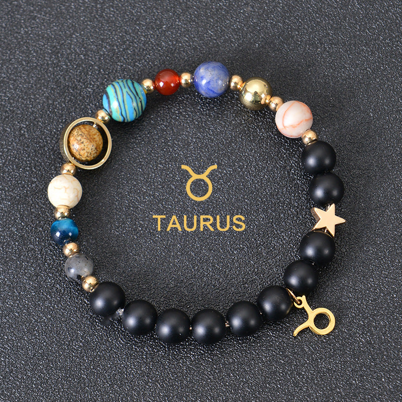 JC-241230BBJ-088  Eight Planets Twelve Constellations Bracelets Frosted Stone Beaded Bracelet