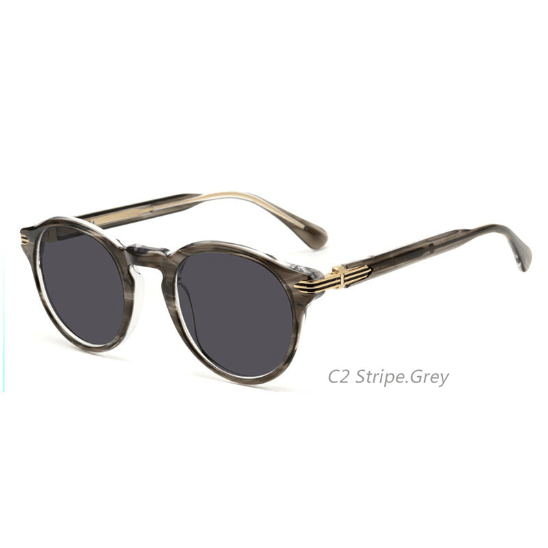 JC-250105MGL-053  Japanese-style Men's Retro Pattern Cloth Round Frame UV-proof Sunglasses