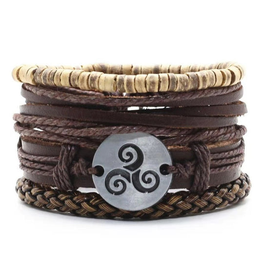 JC-241230BBJ-031  Men's Leather Vintage Braided Bracelet