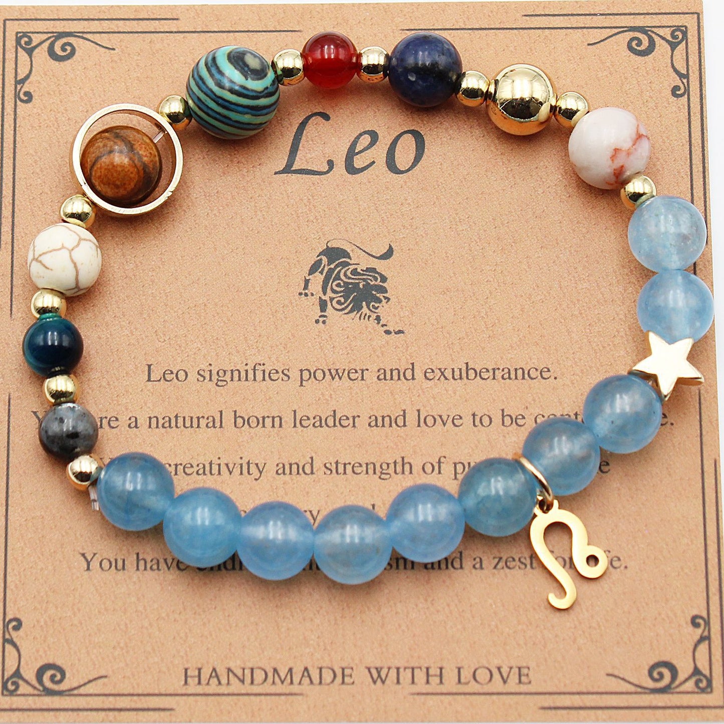 JC-241230BBJ-066  Twelve Constellations Bracelets Natural Stone Beaded Eight Planets