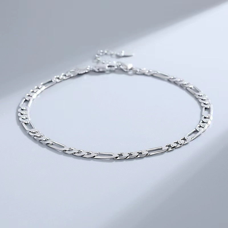 JC-241230BBJ-078  S925 Sterling Silver Anklet Figaro Bracelet Hip Hop Child And Mother