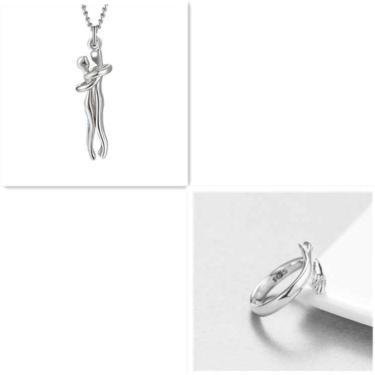 JC-250106NCL-034  Love Hug Necklace Unisex Men Women Couple Jewelry Simple Temperament Clavicle Chain Valentines Day Lover Gift