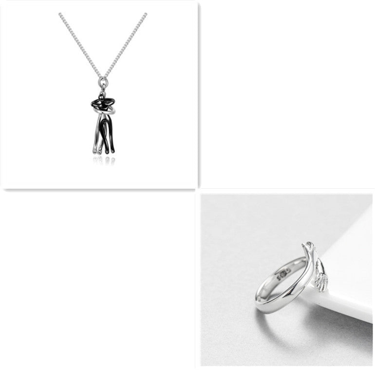 JC-250106NCL-034  Love Hug Necklace Unisex Men Women Couple Jewelry Simple Temperament Clavicle Chain Valentines Day Lover Gift