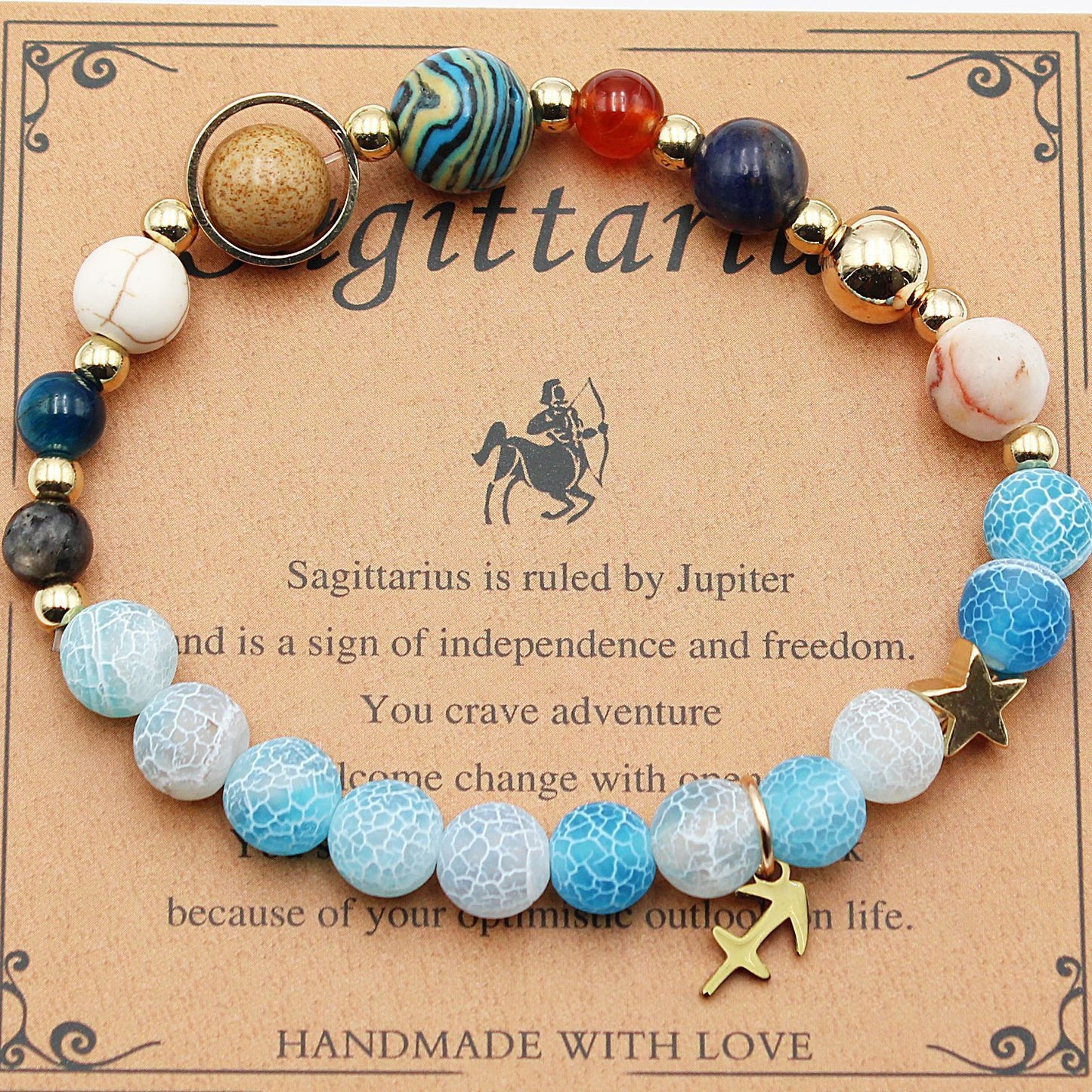 JC-241230BBJ-066  Twelve Constellations Bracelets Natural Stone Beaded Eight Planets