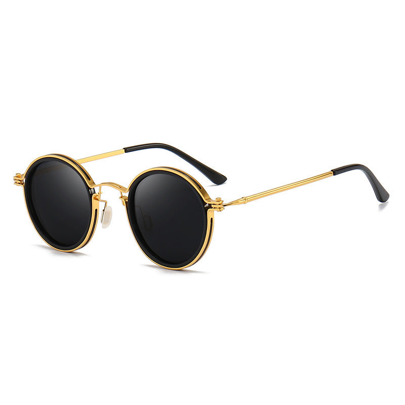 JC-250105MGL-054  Sunscreen Retro Style Round Frame Metal Sunglasses