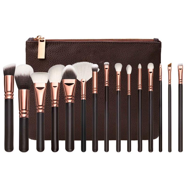 JC-241228BUT-044  15 Makeup Brush With Bag  Rose Gold Makeup Brush Multi-function Makeup Tool Set