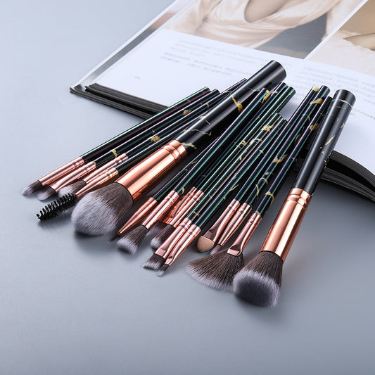 JC-241228BUT-054  15 Marbled Design Makeup Brushes Set