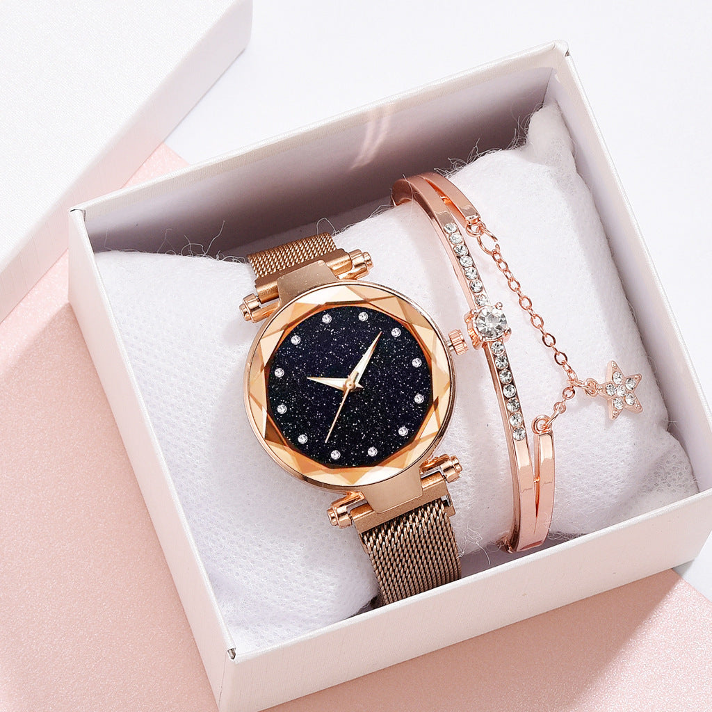 JCFW-093MK-24  Luxury Women Watches Bracelet Set Fashion Elegant Magnet Buckle Ladies Starry Sky Watch Set Relogio