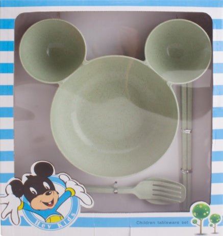 JC-250101DNW-032  Wheat Straw, Children's Bowl, Cartoon, Wheat Chopsticks, Fork Spoon, Fruit Dish, Mickey's Bowl, Lovely Gift Set