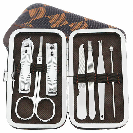 JC-241228BUT-116  Checked pattern personal care 7-piece nail clippers