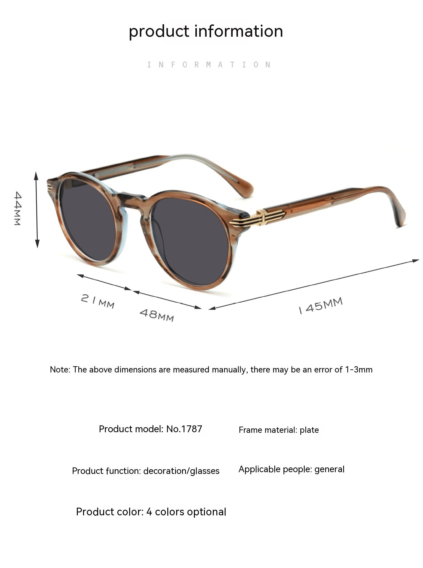 JC-250105MGL-053  Japanese-style Men's Retro Pattern Cloth Round Frame UV-proof Sunglasses