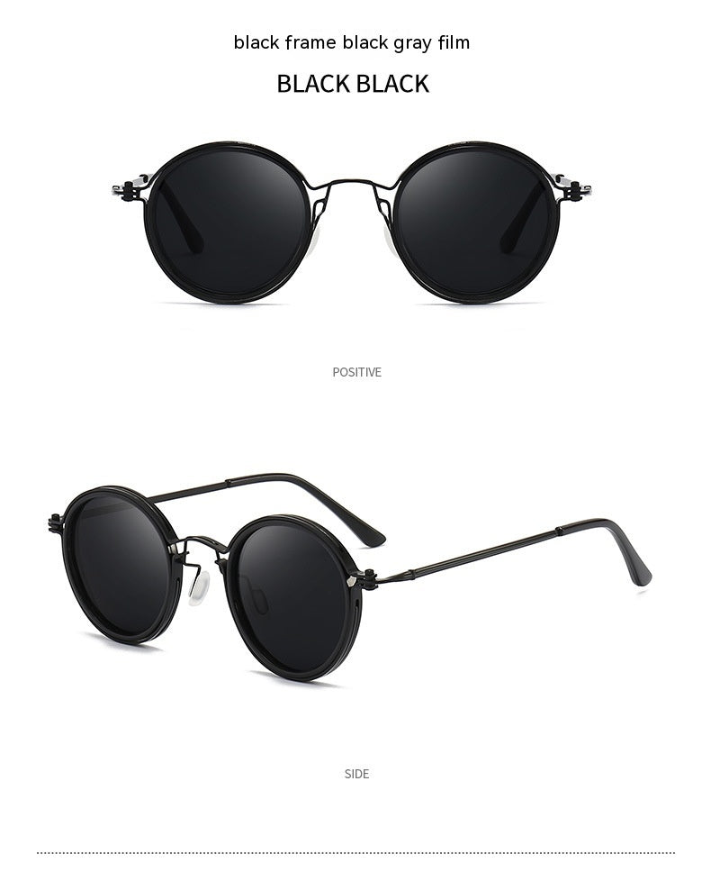 JC-250105MGL-054  Sunscreen Retro Style Round Frame Metal Sunglasses