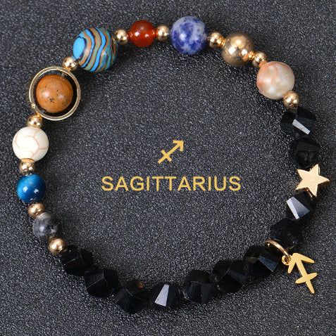 JC-241230BBJ-088  Eight Planets Twelve Constellations Bracelets Frosted Stone Beaded Bracelet