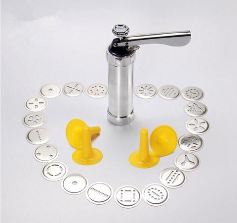 JC-241226KCT-039  Domestic Cookie Press Kit Stainless Steel Cookie Press Making Gun Biscuits Cake Mold