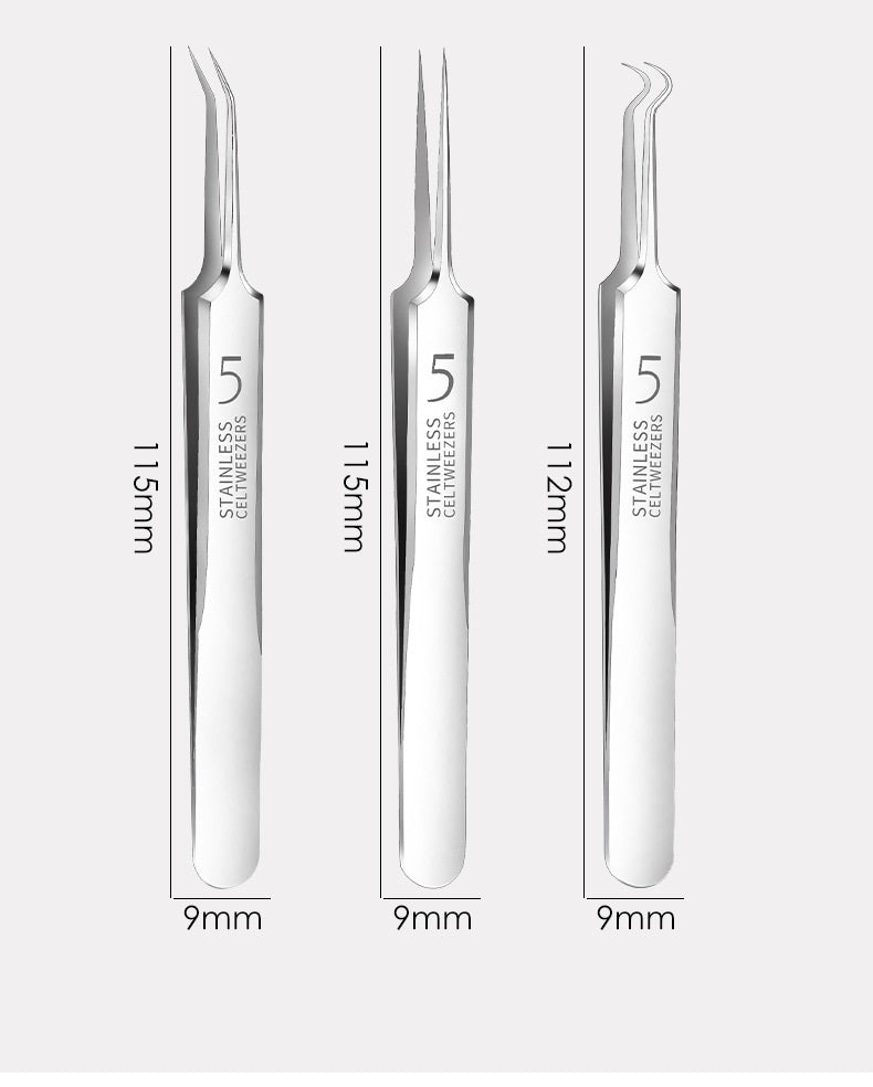 JC-241228BUT-088  High Precision High Hardness Cell Tweezer Blackhead Removing Tweezers Stainless Steel Splinter Acne Clip No 5 Cell Tweezer