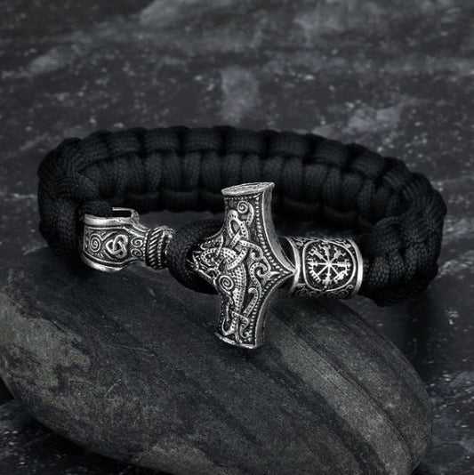 JC-241230BBJ-041  Asgard Crafted Paracord Mjolnir Bracelet