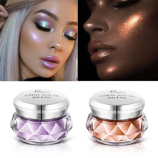 JC-241231MUP-017  Face Highlighter Jelly Gel Mermaid Eyeshadow Glow Body Glitter Festival Makeup Iluminador Gold Liquid Highlighter Bronzer