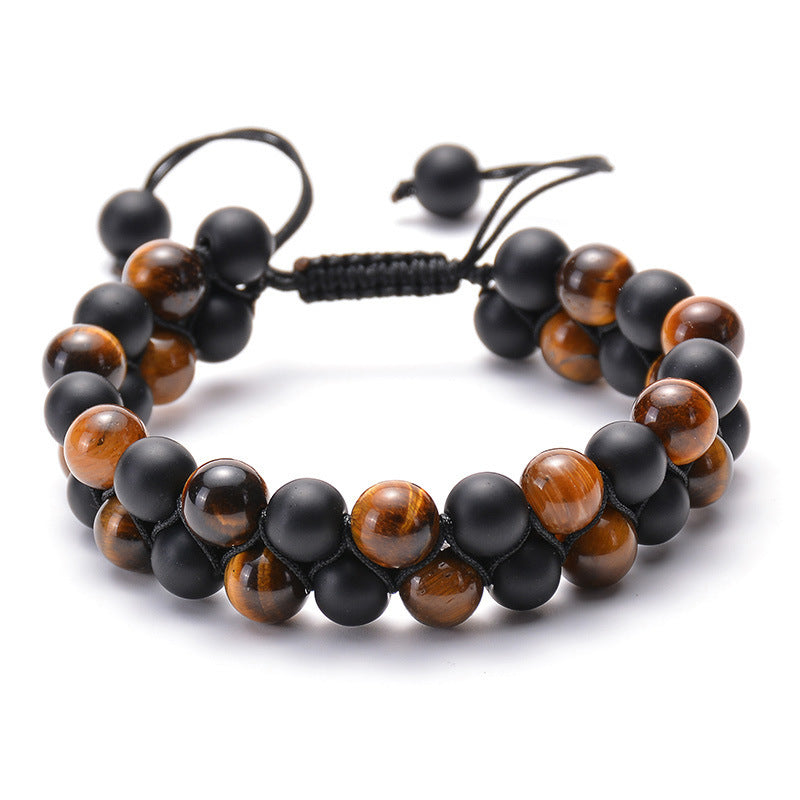 JC-241230BBJ-028  Tiger Eye Couple Bracelets Matte Black Agate Beads Bracelet