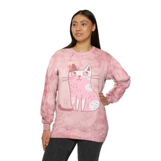 SW-066ML-24 Color Blast Crewneck Cat lover Sweatshirt