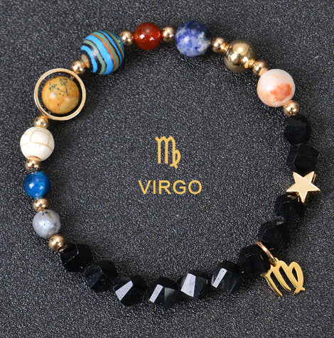 JC-241230BBJ-088  Eight Planets Twelve Constellations Bracelets Frosted Stone Beaded Bracelet