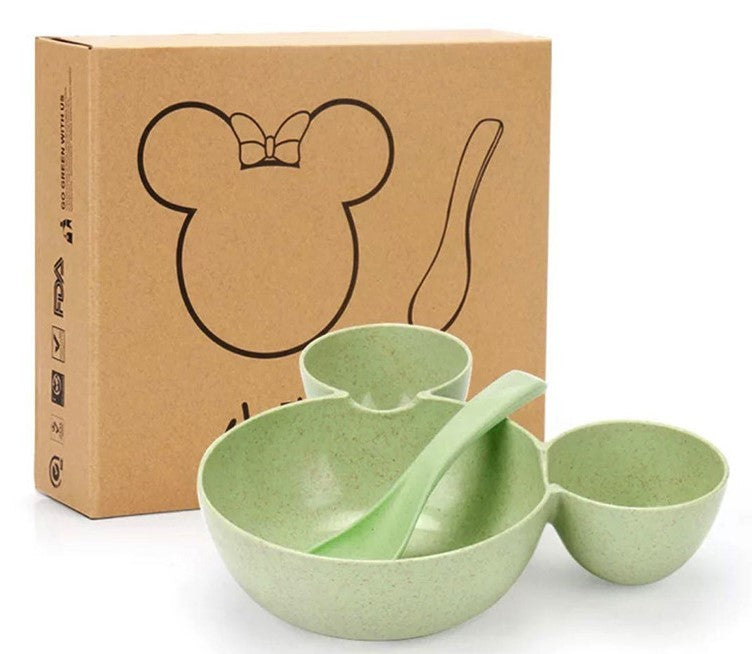 JC-250101DNW-032  Wheat Straw, Children's Bowl, Cartoon, Wheat Chopsticks, Fork Spoon, Fruit Dish, Mickey's Bowl, Lovely Gift Set