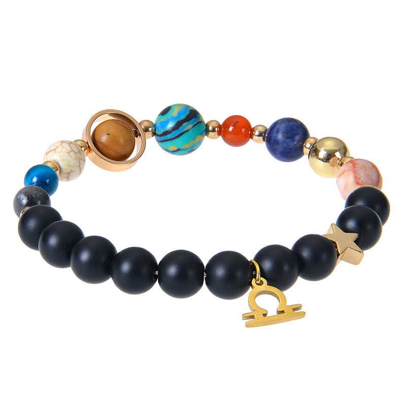 JC-241230BBJ-088  Eight Planets Twelve Constellations Bracelets Frosted Stone Beaded Bracelet