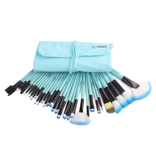 JC-241228BUT-027  Professional 32Pcs Makeup Brush Foundation Eye Shadows Powder Blue Make Up Brushes Tools Cosmetic Bag pincel maquiagem Brushes